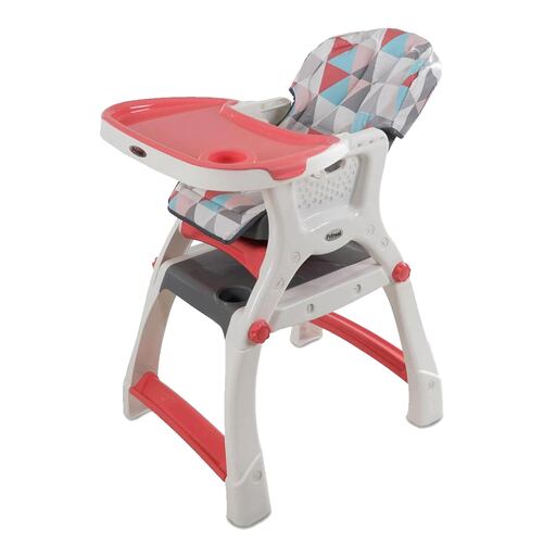 Silla Alta Periquera Prinsel Kinder City Tiangulos Coral.
