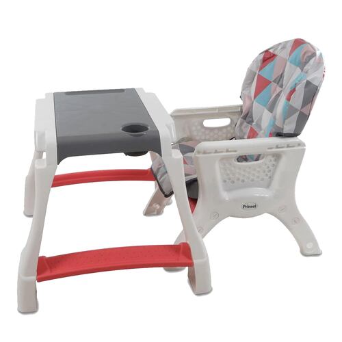 Silla Alta Periquera Prinsel Kinder City Tiangulos Coral.