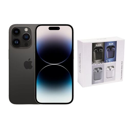 iPhone 14 Pro Max 128GB Negro E-SIM Reacondicionado Grado A + Audífonos Genérico.