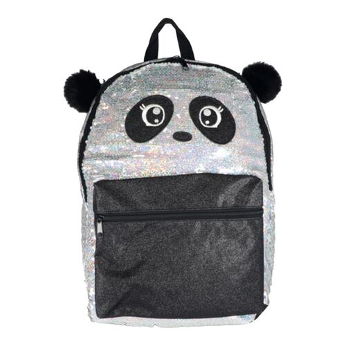 Mochila Escolar Primaria Kiut Oso Panda Lentejuelas.