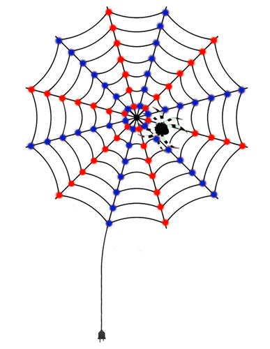 Luces serie para Halloween spider web telaraña 110cm diámetro 96 luces 8 modos de uso con temporizador Artego.