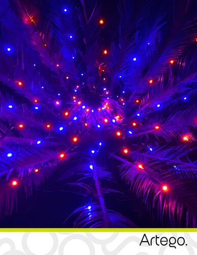 Luces serie para Halloween spider web telaraña 110cm diámetro 96 luces 8 modos de uso con temporizador Artego.