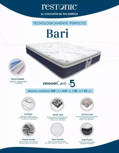 Colchon Matrimonial Restonic Bari Resortes Colchon Eurotop.