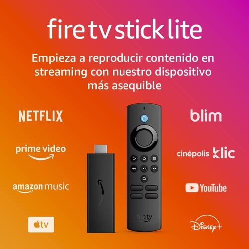Fire tv stick lite incluye funda de silicona para control remoto.