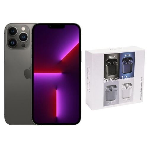 iPhone 13 Pro 256GB Gris Reacondicionado Grado A + Audífonos Genéricos.