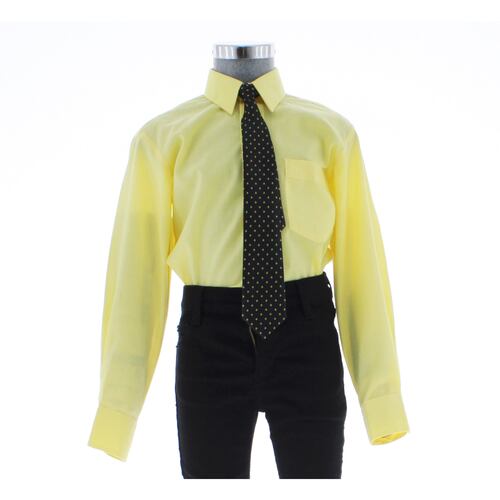 Camisa De Vestir Niño Color Amarillo Manga Larga 3546 2 A 18 Años.