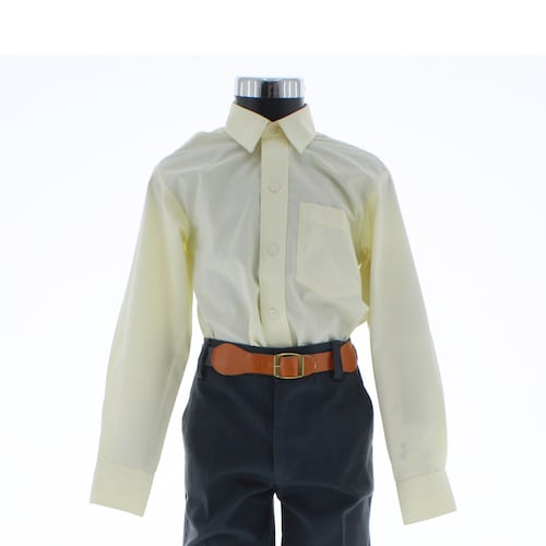 Camisa De Vestir Niño Color Beige Claro Manga Larga 3561 2 A 18 Años.