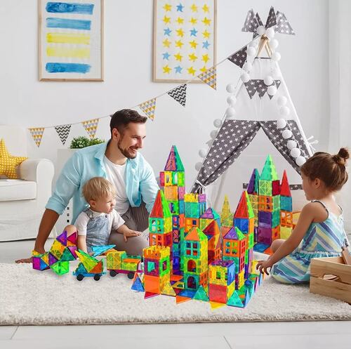 Bloques De Construcción Magnéticos Azulejos Imán 3d 120ps Multicolor