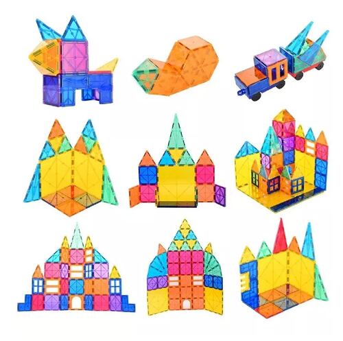 Bloques De Construcción Magnéticos Azulejos Imán 3d 120ps Multicolor