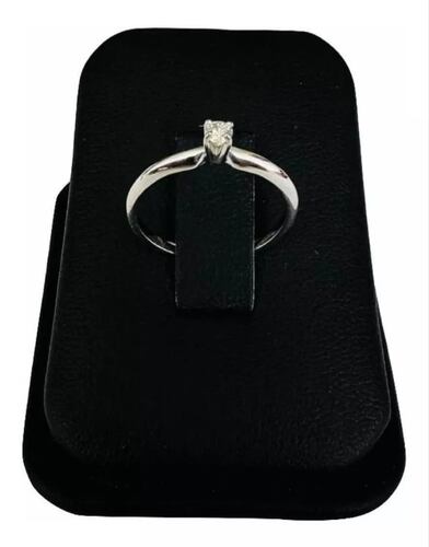 Anillo Compromiso Oro Bco 14K Diamante Natural