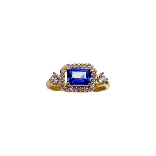 Anillo Piedra Azul Oro 10K. + Obsequio.