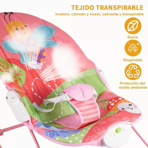 Silla Mecedora Ergonómica Para Bebé + Estante Para Juguetes Rosa