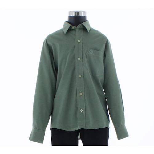 Camisa De Vestir Niño Color Verde Militar Manga Larga 3572 2 A 18 Años.