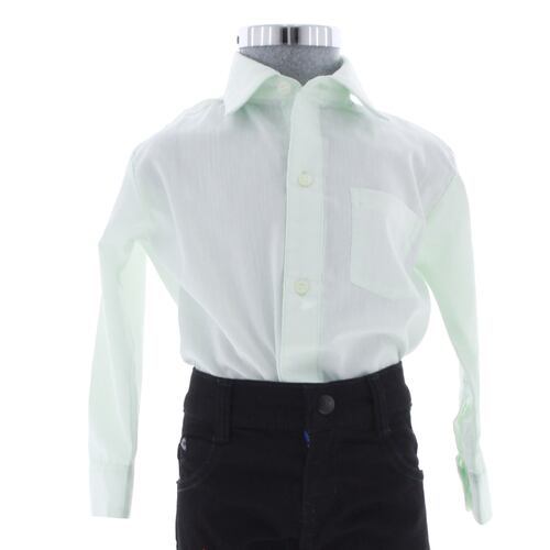 Camisa De Vestir Niño Bebe Color Verde Menta Manga Larga 3578 1 A 4 Años.