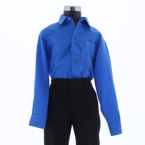 Camisa De Vestir Niño Color Azul Rey Manga Larga 3611 2 A 18 Años