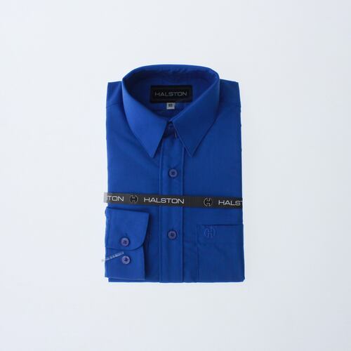 Camisa De Vestir Niño Color Azul Rey Manga Larga 3611 2 A 18 Años