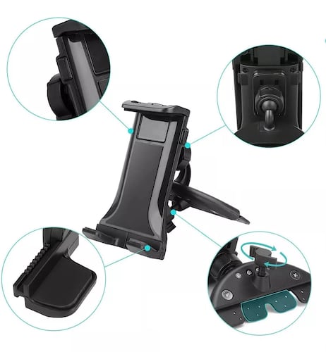 Soporte Base Celular Y Tablet Auto Hasta 10.5 Universal  Negro