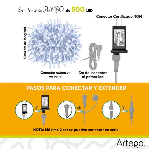 Luces de navidad 500 led serie JUMBO SIZE interior exterior jardín fachada Decoración Navidad eventos bodas LED christmas string lights con temporizador Artego.