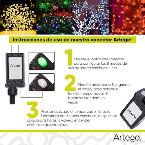 Luces de navidad 500 led serie JUMBO SIZE interior exterior jardín fachada Decoración Navidad eventos bodas LED christmas string lights con temporizador Artego.