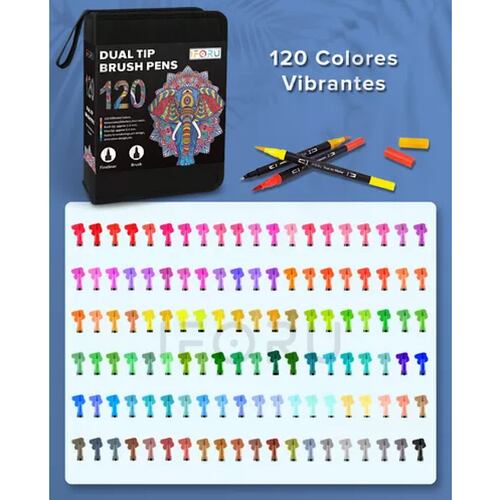 Plumones Punta Pincel Doble Punta Marcadore Iforu 120 Colors.