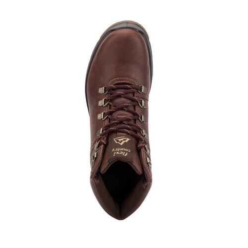 Botines Flexi de piel color vino de mujer, para senderismo, mod. 1097334
