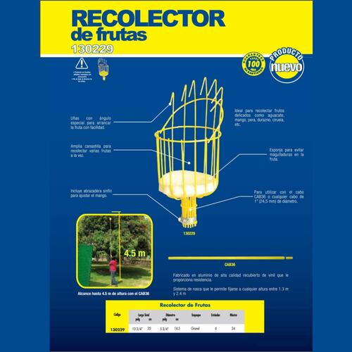 Canastilla Recolector Frutas Delicadas Amarillo Surtek