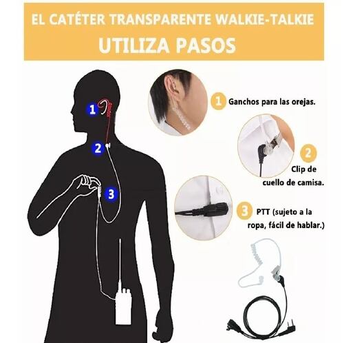 2 Audifonos Manos Libres Para Radio Talkie Kenwood Baofeng Negro
