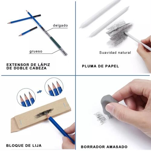 Kit 35 Piezas Profesional De Dibujo Con Lápices Hb 