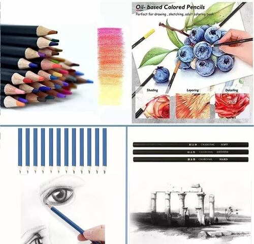 Set de Arte 145 Lápices De Dibujo De Colores Metálicos Grafito 