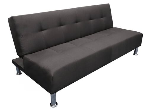 Sofa Cama Vegas Lino Negro, El Bazar Store, Reclinable 3 posiciones.