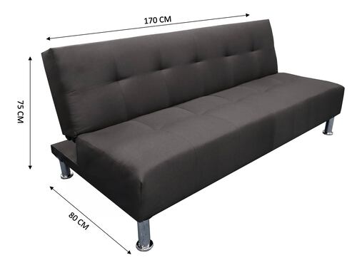 Sofa Cama Vegas Lino Negro, El Bazar Store, Reclinable 3 posiciones.