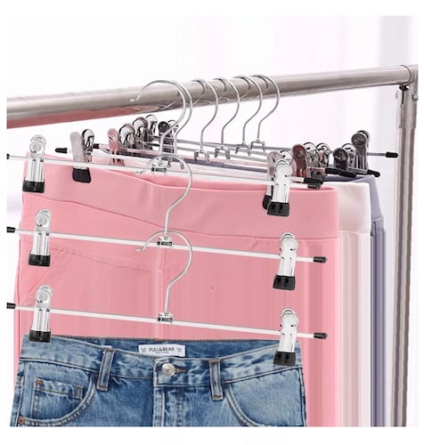 Gancho Para Ropa Remera Con Clips plata 10 Pzas