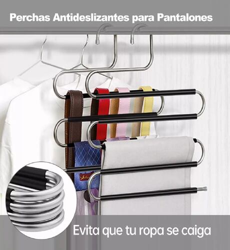4 Ganchos Para Pantalones Perchas Acero Inoxidable