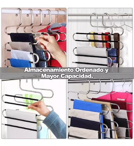 4 Ganchos Para Pantalones Perchas Acero Inoxidable