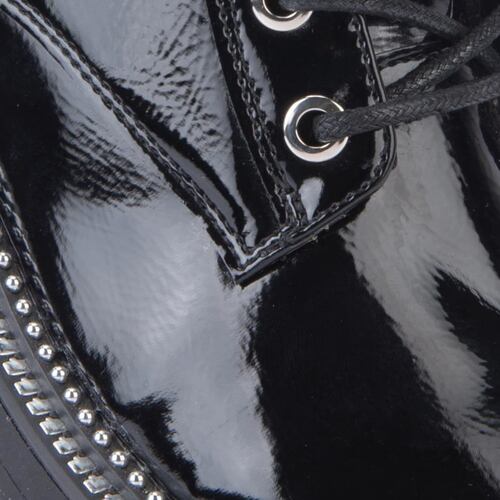 Bota militar negras de mujer, de charol corrugado, mod. 1087871