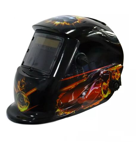 Careta De Soldar Automatica Profesional Negro con Rayos  Rojos auto