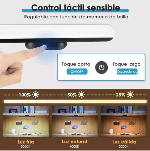 Usb Recargable Lámpara De Lectura Para Libros Portátil negro