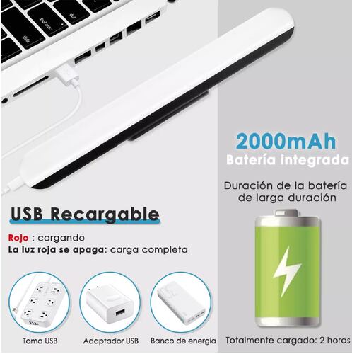Usb Recargable Lámpara De Lectura Para Libros Portátil negro