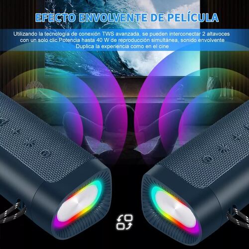Bocina Bluetooth 5.0 Portátil Altavoces Com Fm 20w Rgb