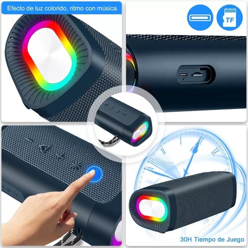 Bocina Bluetooth 5.0 Portátil Altavoces Com Fm 20w Rgb