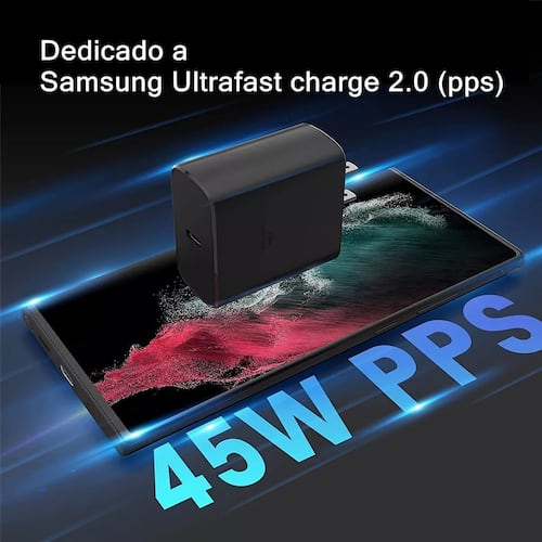 Cargador Carga Rápida Tipo C 45w Para Samsung S23 Ultra S23