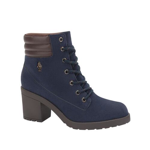 Bota militar azul marino HPC Polo de gamuza acojinado, tacón medio, mod. 1109856