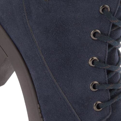 Bota militar azul marino HPC Polo de gamuza acojinado, tacón medio, mod. 1109856