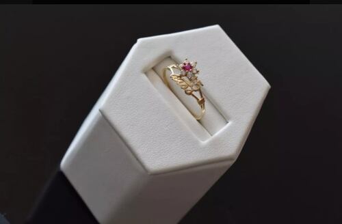 Juego Anillo Rubi Y Collar Xv Años Corazon Oro 10 K + Obsequ.