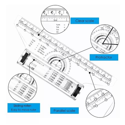 Multi Regla Rodante 15cm De Dibujo Rolling Roller Profesiona