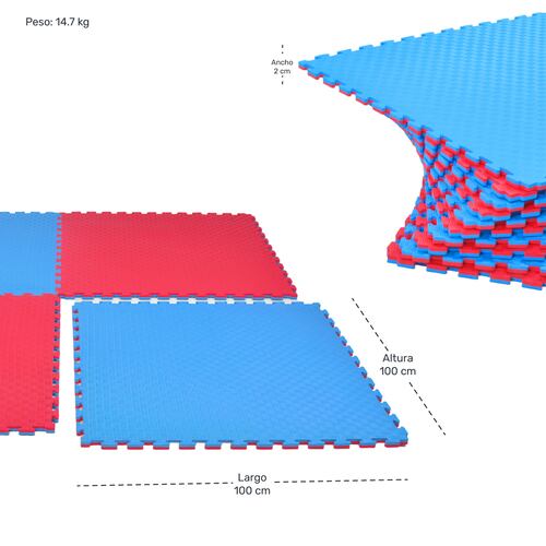 Piso Tapete Tatami Bicolor Artes Marciales 100 X 100cm 10m2
