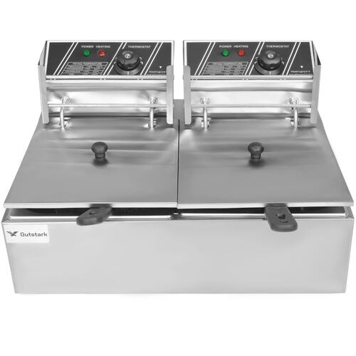 Freidora Electrica Industrial Doble Bandeja 12l Acero Inoxidable