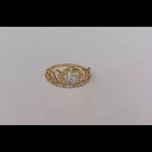 Juego Anillo Y Collar Corazon Xv Años Zirconias Oro 10 K