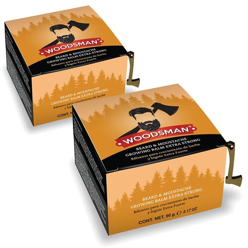 Kit 2 Piezas Woodsman Bálsamo Para Crecimiento De Barba Y Bigote Extra Fuerte.