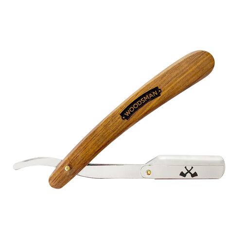 Woodsman Porta Navajas Para Afeitar Madera Y Acero Inoxidable Plateada.